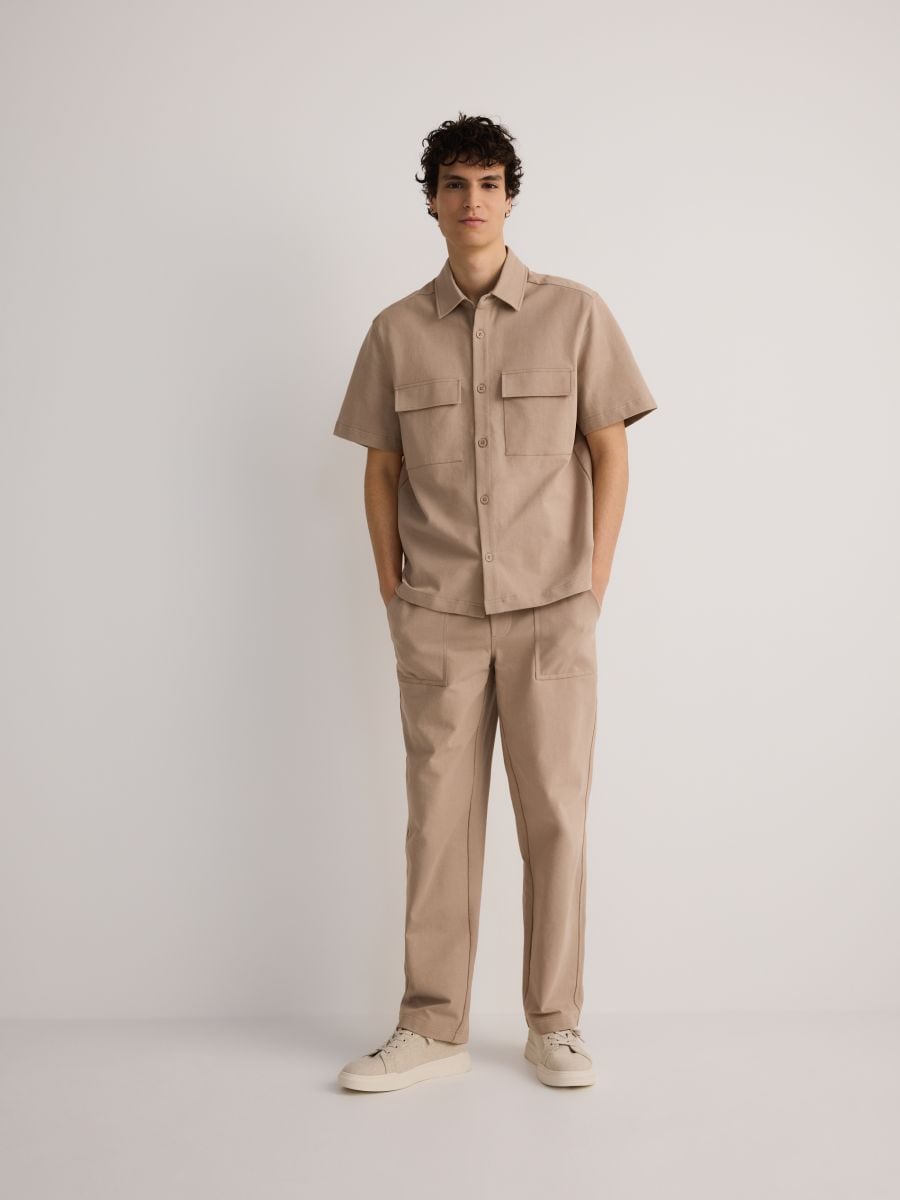Regular fit effen overhemd - beige - RESERVED - 3