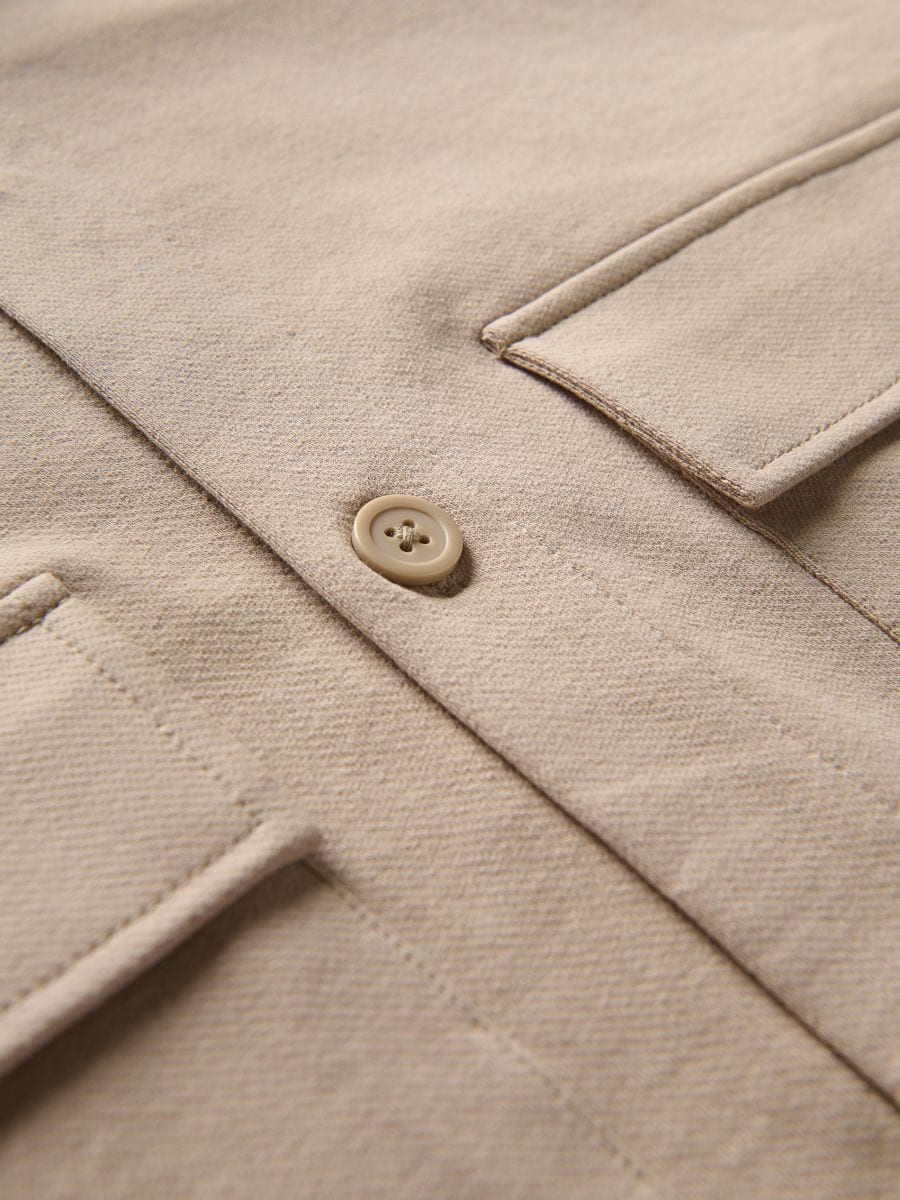 Regular fit effen overhemd - beige - RESERVED - 7