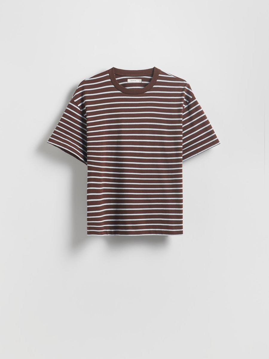Stripe cotton T-shirt - light blue - RESERVED