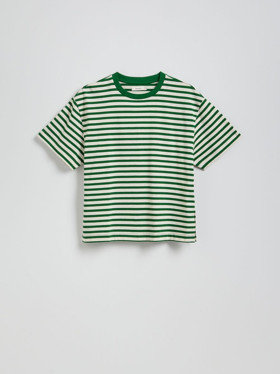 Stripe cotton T-shirt - green - RESERVED