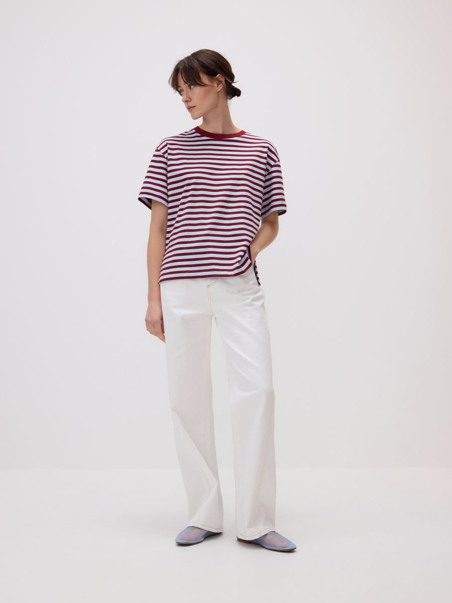 Stripe cotton T-shirt - maroon - RESERVED - 3
