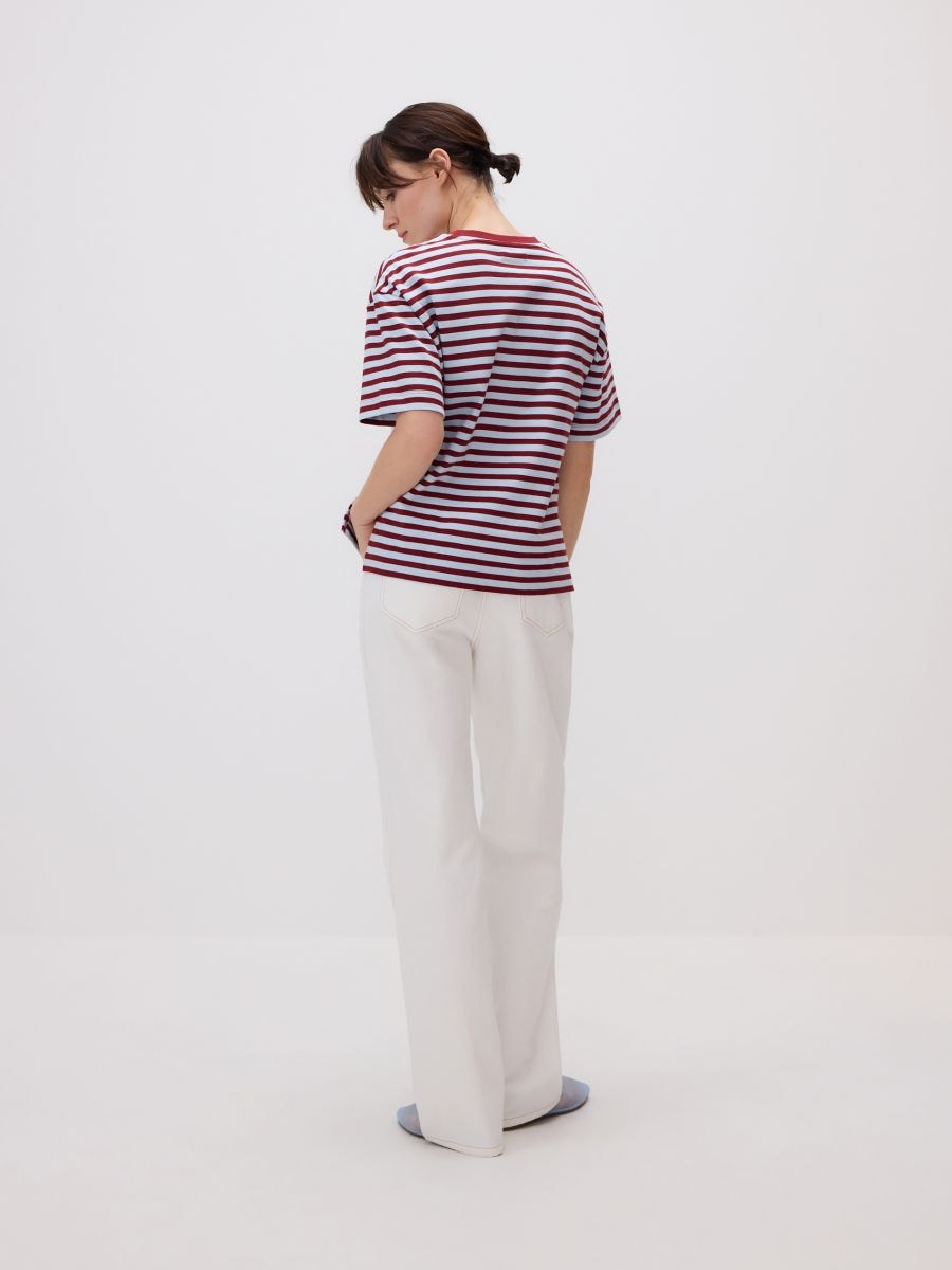 Stripe cotton T-shirt - maroon - RESERVED - 2