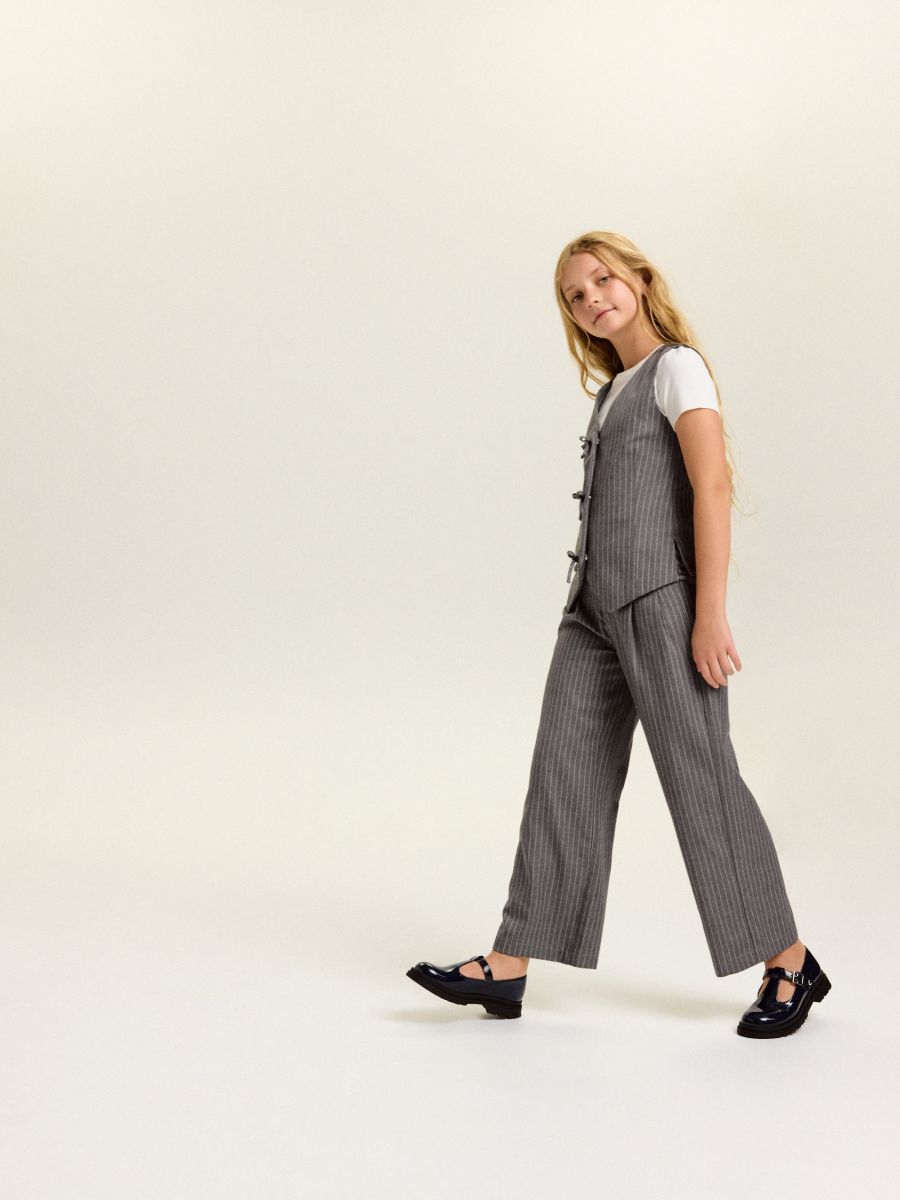 Stripe wide leg trousers - dark grey - RESERVED