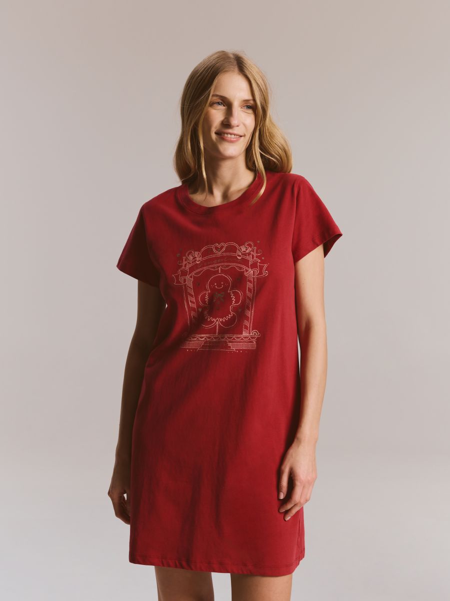 Christmas print nightdress - red - RESERVED