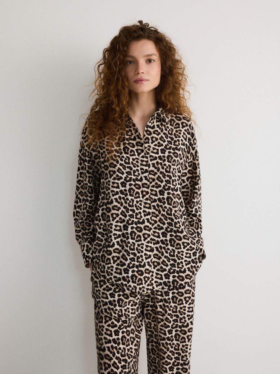 Oversized shirt with animal print - multicolor - RESERVED