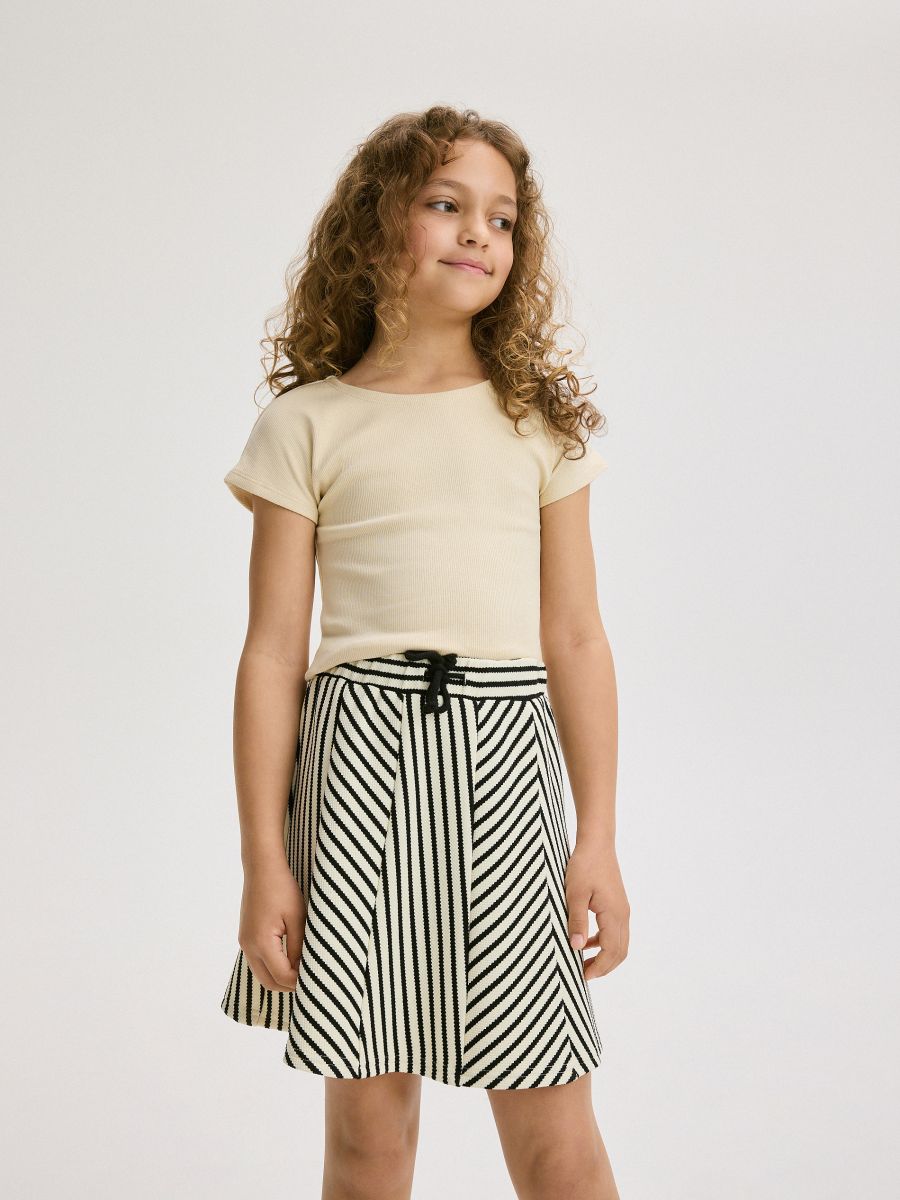 Stripe jersey skirt - multicolor - RESERVED