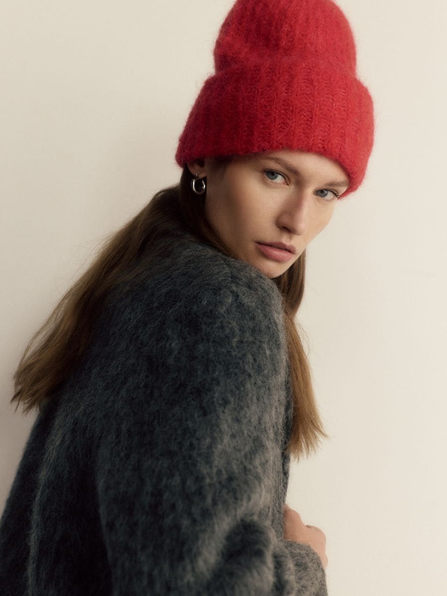 Alpaca wool blend beanie - red - RESERVED - 3