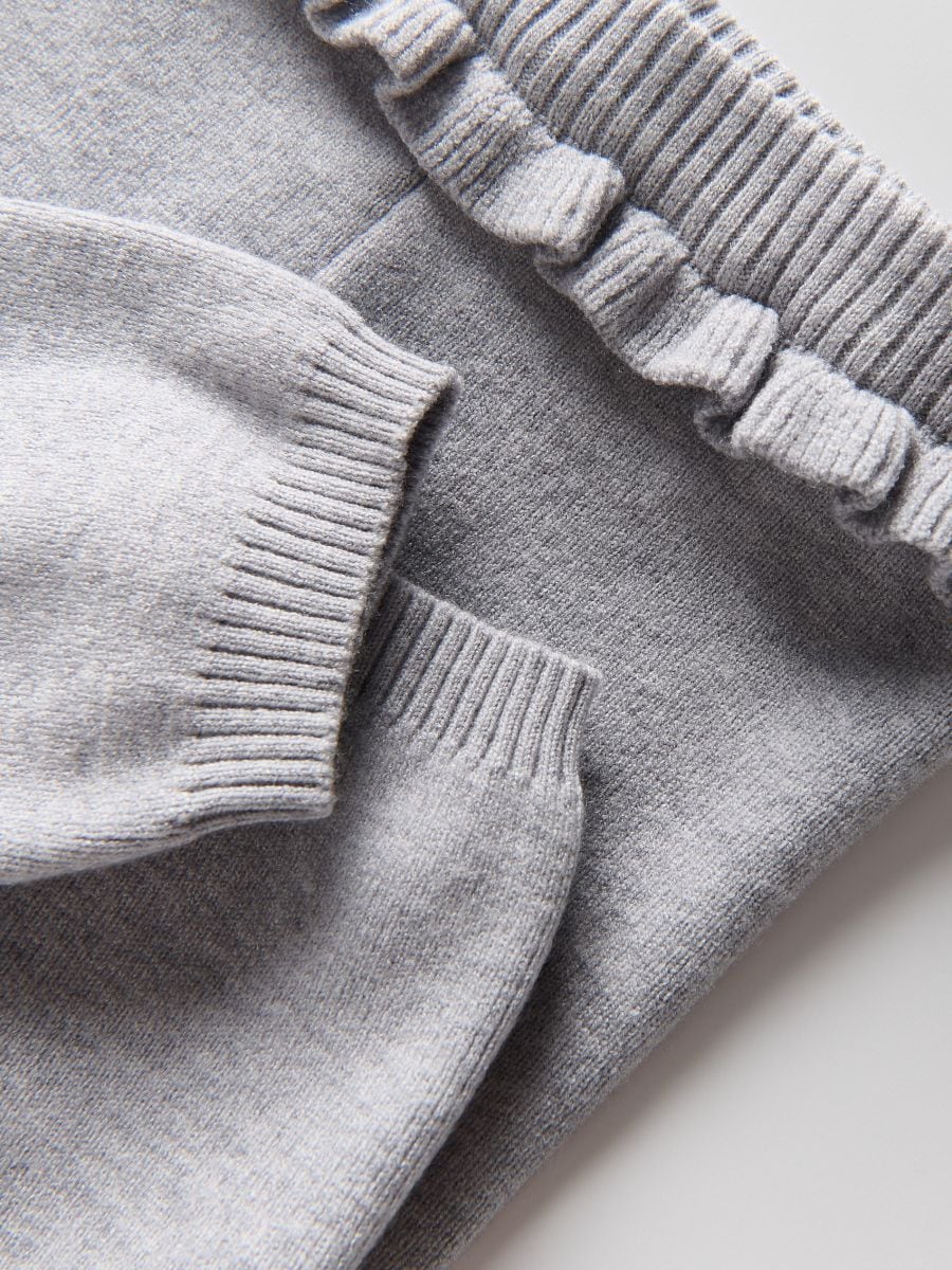 Knitted trousers with ruffles - light grey - RESERVED - 2