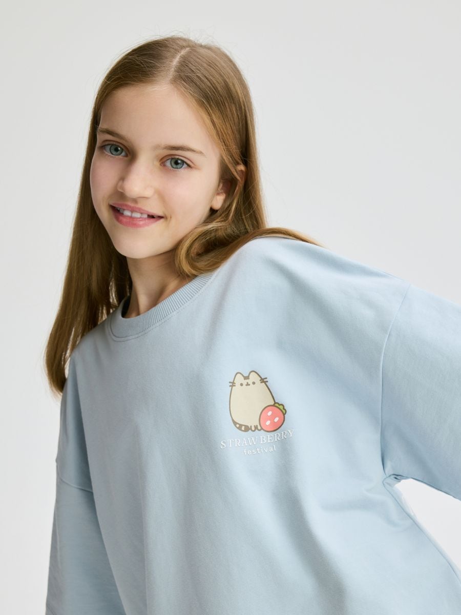 T-shirt with Pusheen print - pale blue - RESERVED - 5