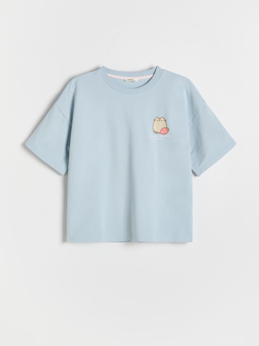 T-shirt with Pusheen print - pale blue - RESERVED - 2