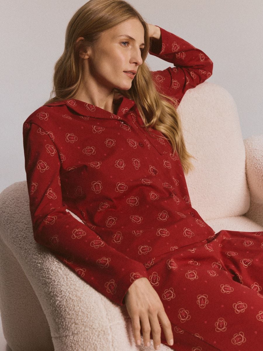Dvodelni komplet pižame z božičnim potiskom - rdeča - RESERVED