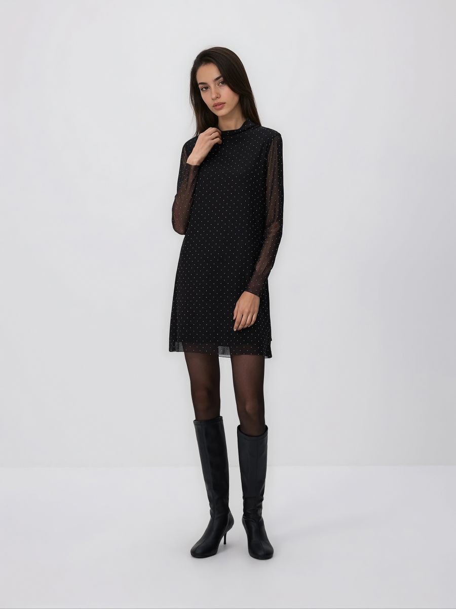 Dress with decorative appliqués - black - RESERVED