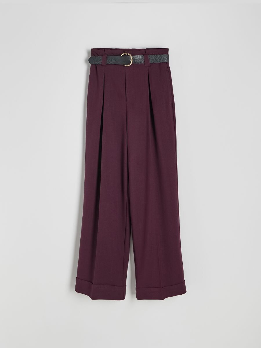 Burgundy wide leg trousers best sale