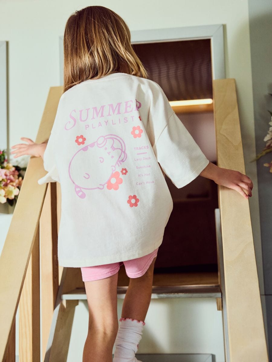Bawełniany t-shirt Pusheen - złamana biel - RESERVED