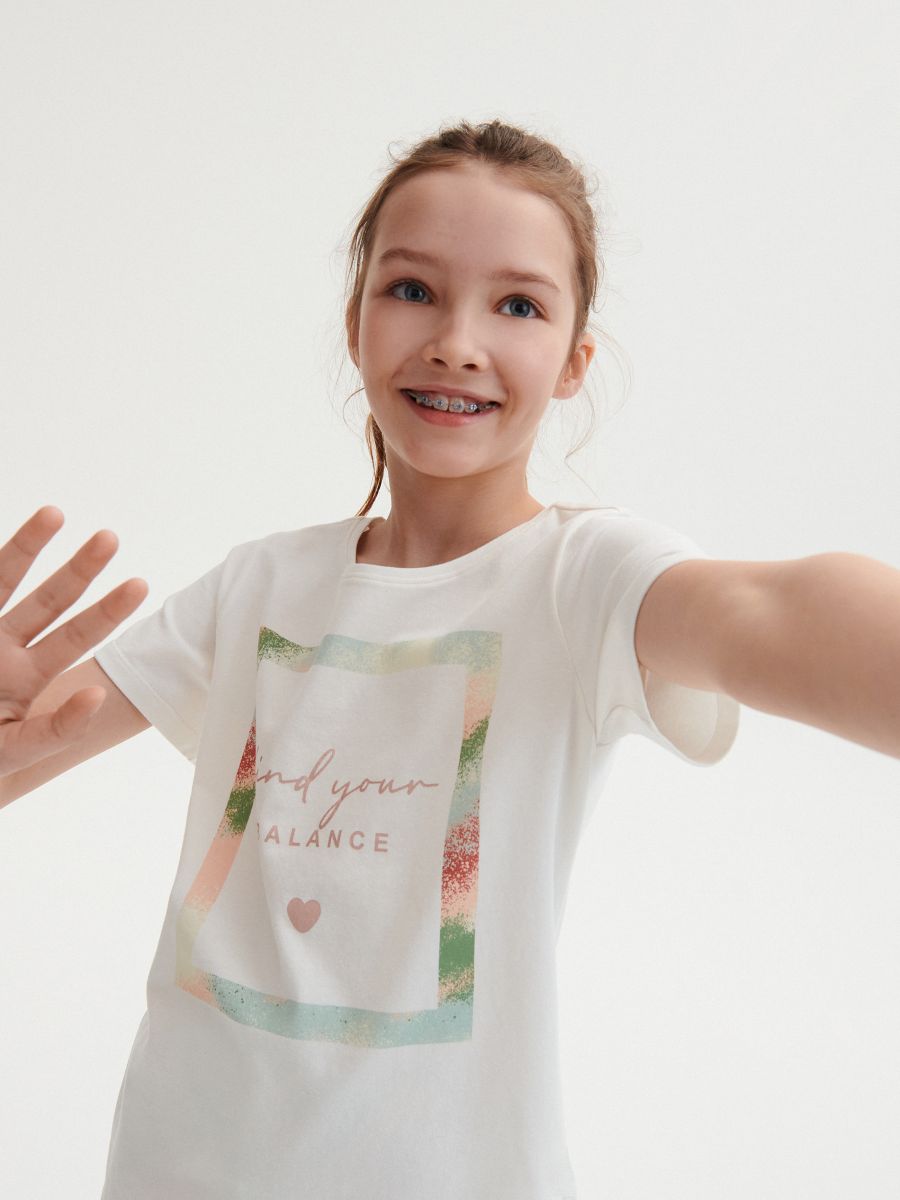 T-shirt with print - beige - RESERVED - 3