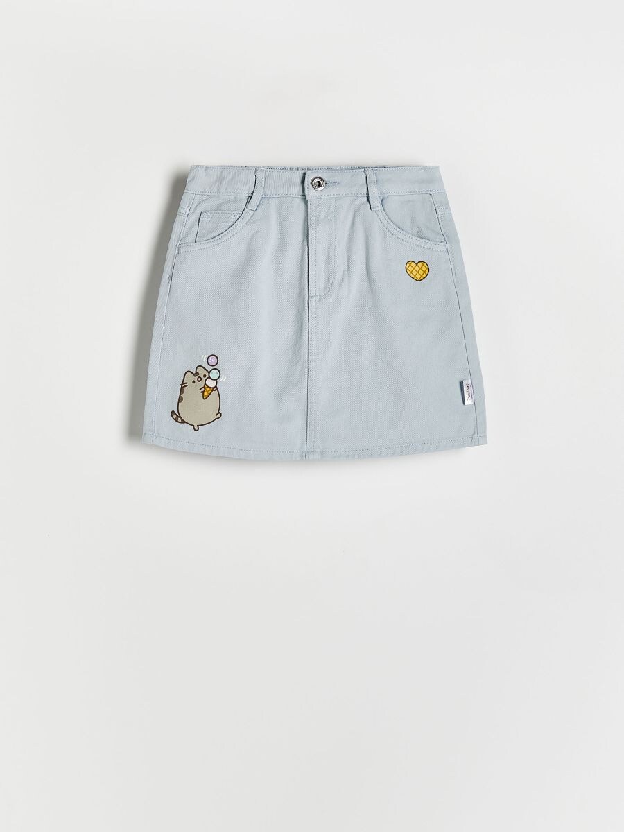 Jeansowa spódnica Pusheen - jasnoniebieski - RESERVED