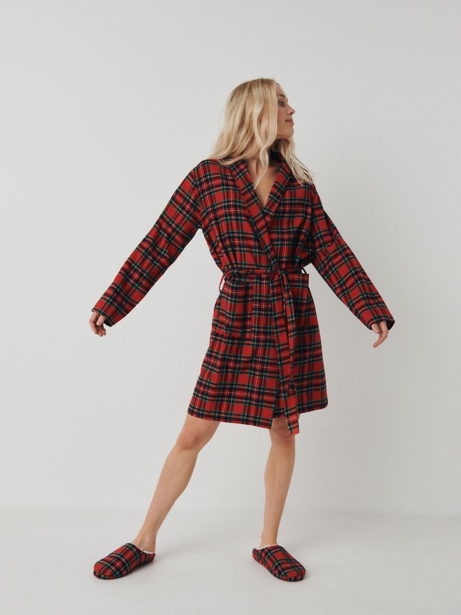 Check dressing gown - red - RESERVED - 4