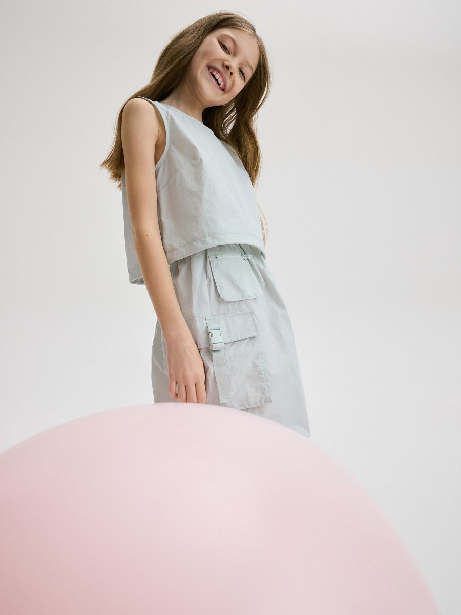 Skirt with cargo pockets - light turquoise - RESERVED - 3