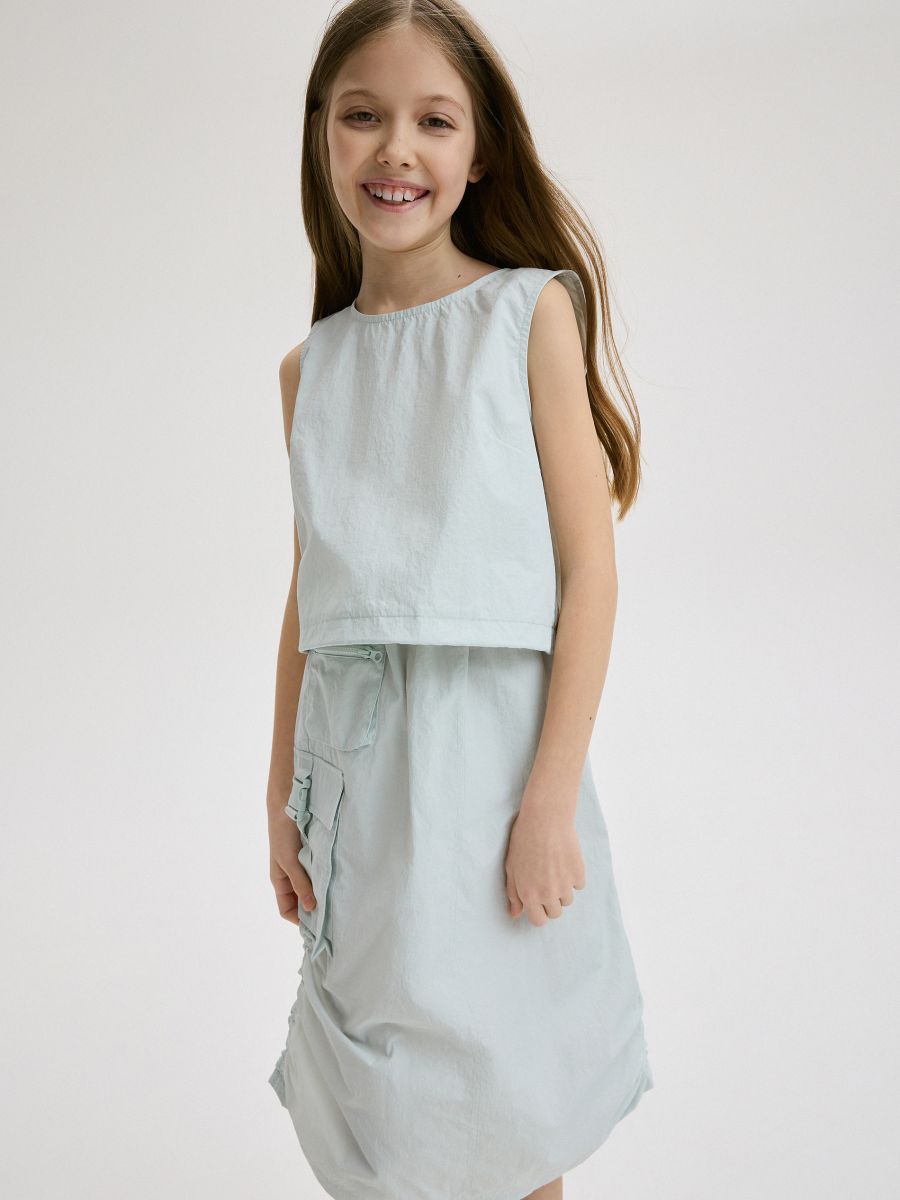 Skirt with cargo pockets - light turquoise - RESERVED - 2