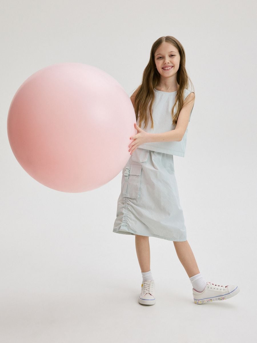 Skirt with cargo pockets - light turquoise - RESERVED - 4