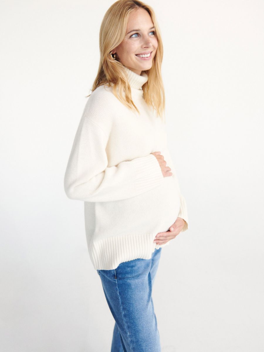 Oversized wool rich turtleneck - cream - RESERVED - 4