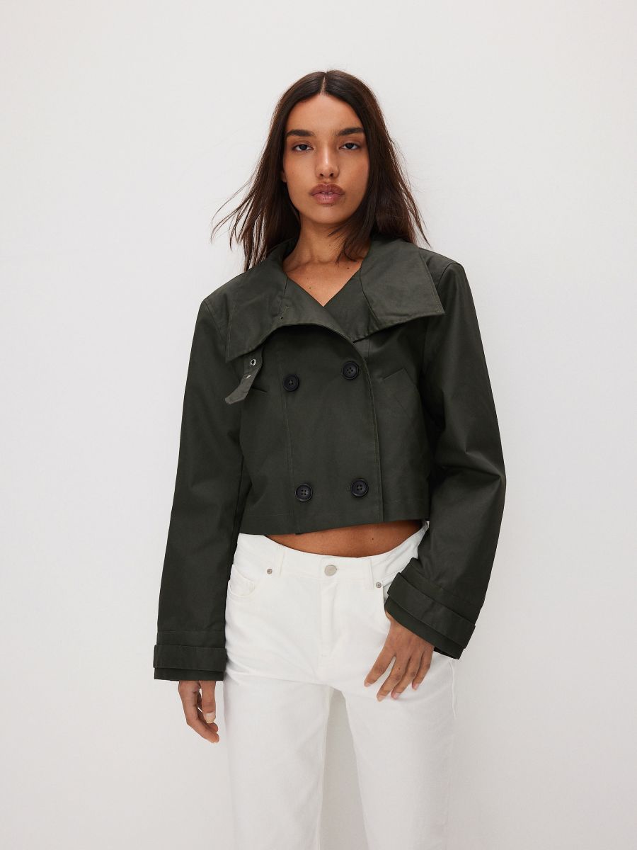 Jacket with stand up collar - green - RESERVED