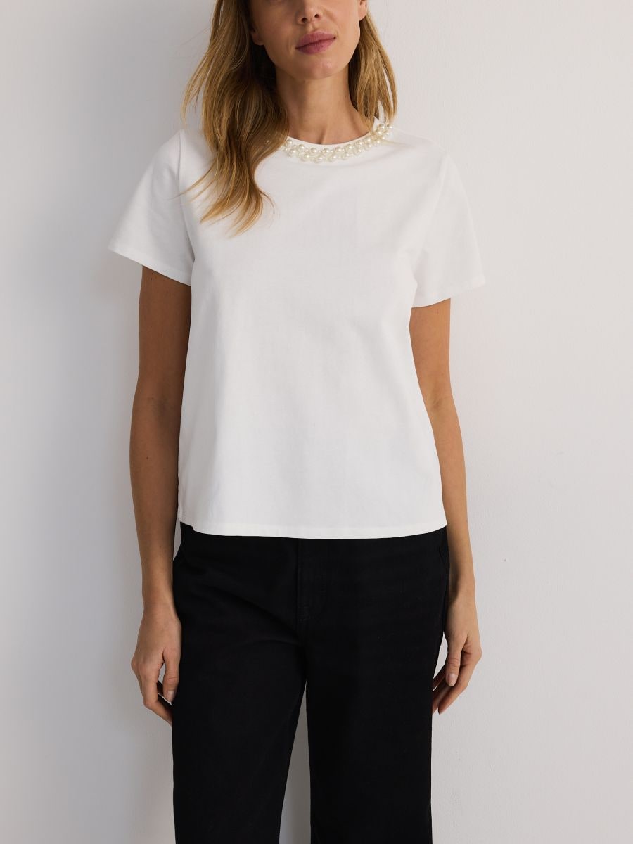 Blouse with structural pattern - white - RESERVED - 3