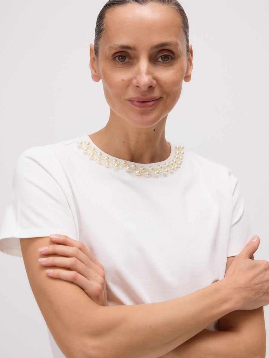 Blouse with structural pattern - white - RESERVED - 2