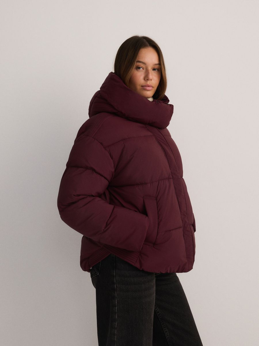 Quilted jacket with hood - burgundy - RESERVED - 2