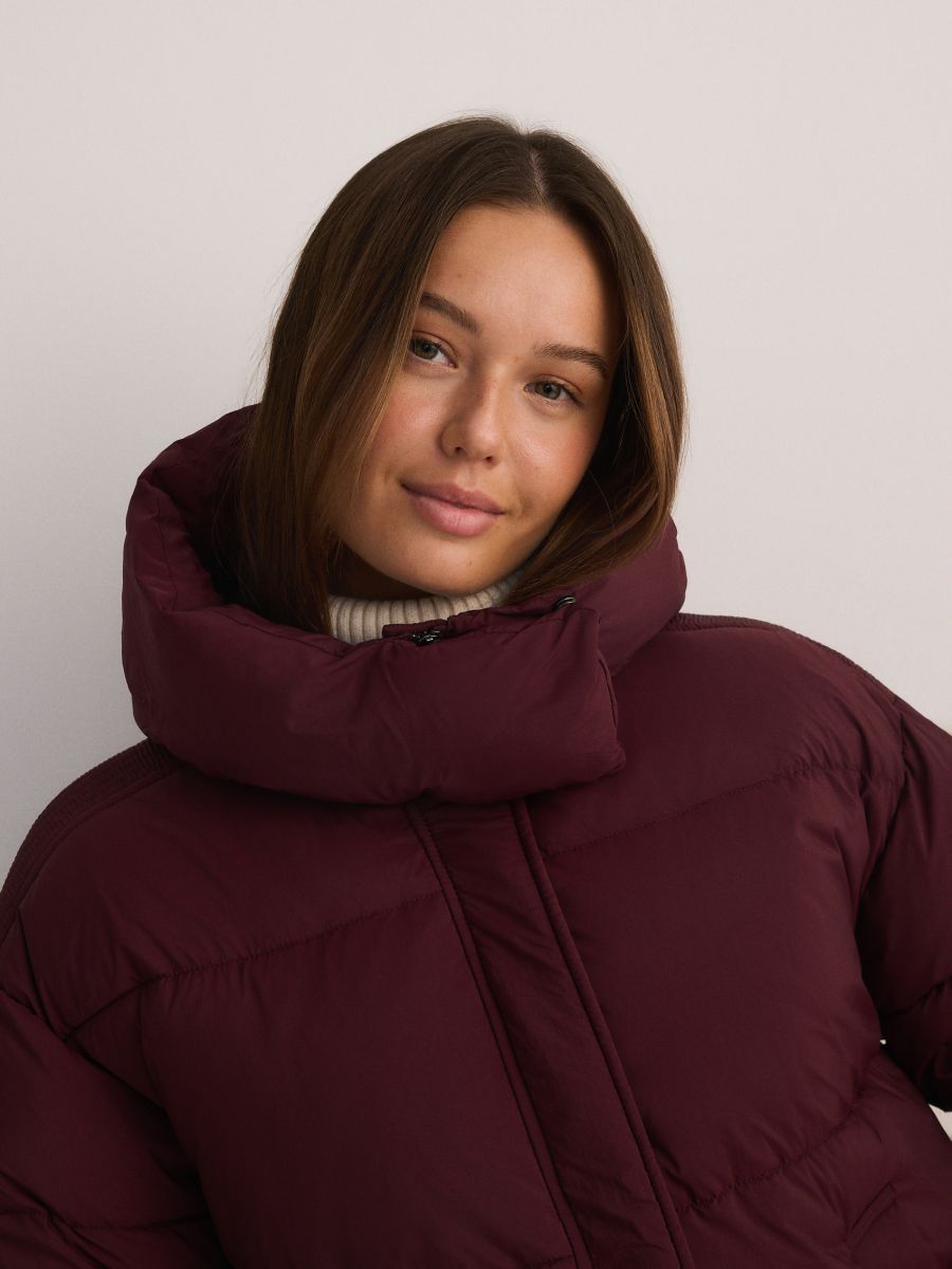 Quilted jacket with hood - burgundy - RESERVED - 3