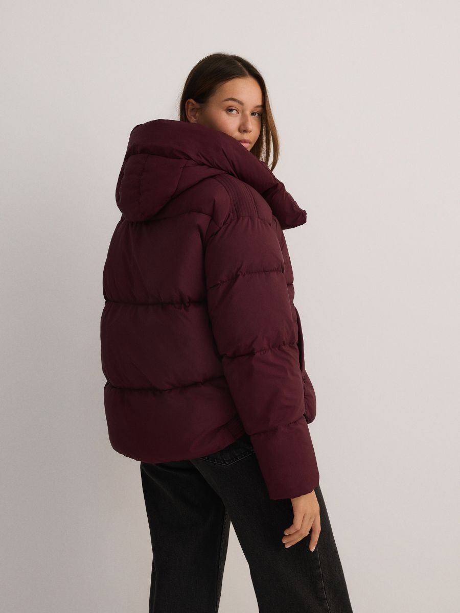 Quilted jacket with hood - burgundy - RESERVED - 4