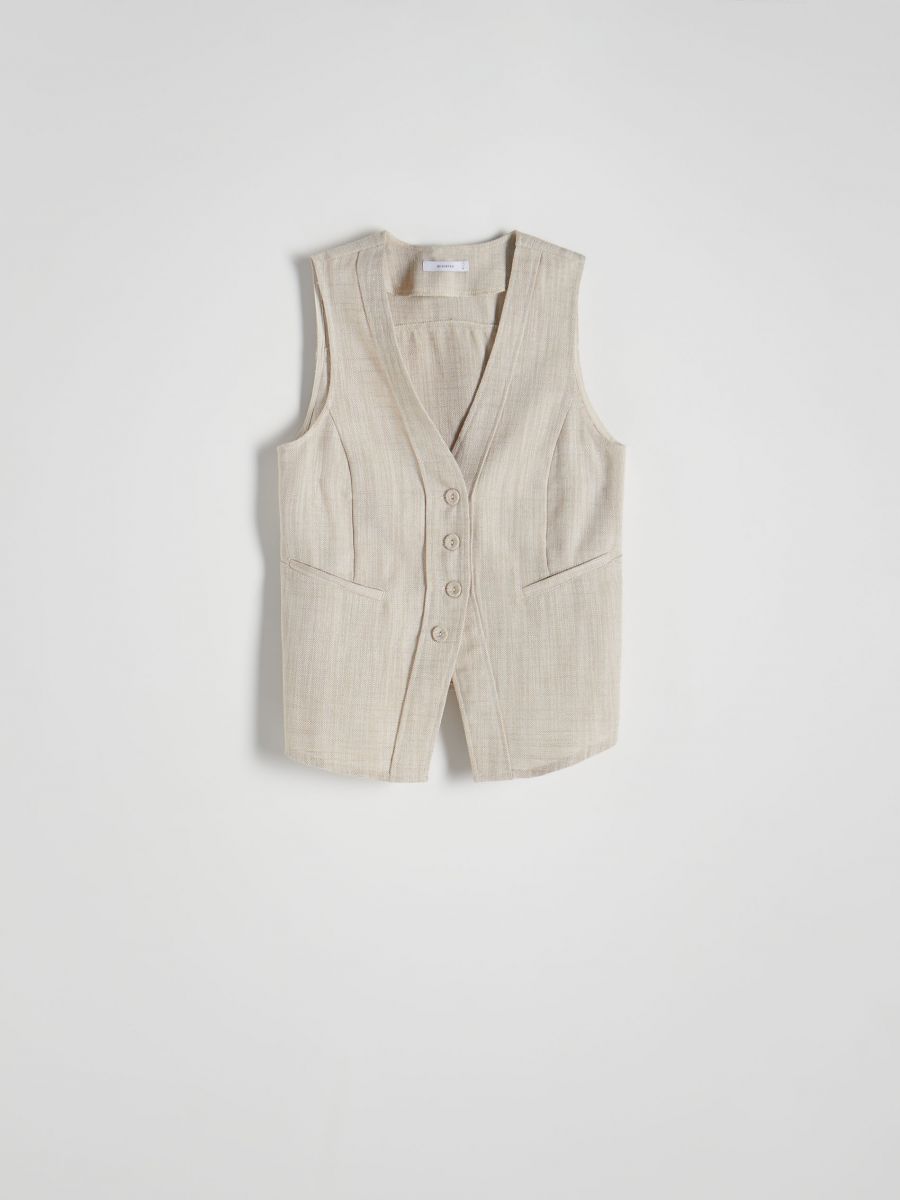 Linen blend vest - beige - RESERVED - 5