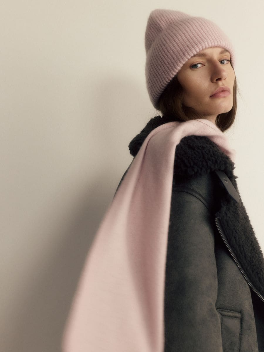 Wool rich beanie with cashmere blend - pastel pink - RESERVED - 2