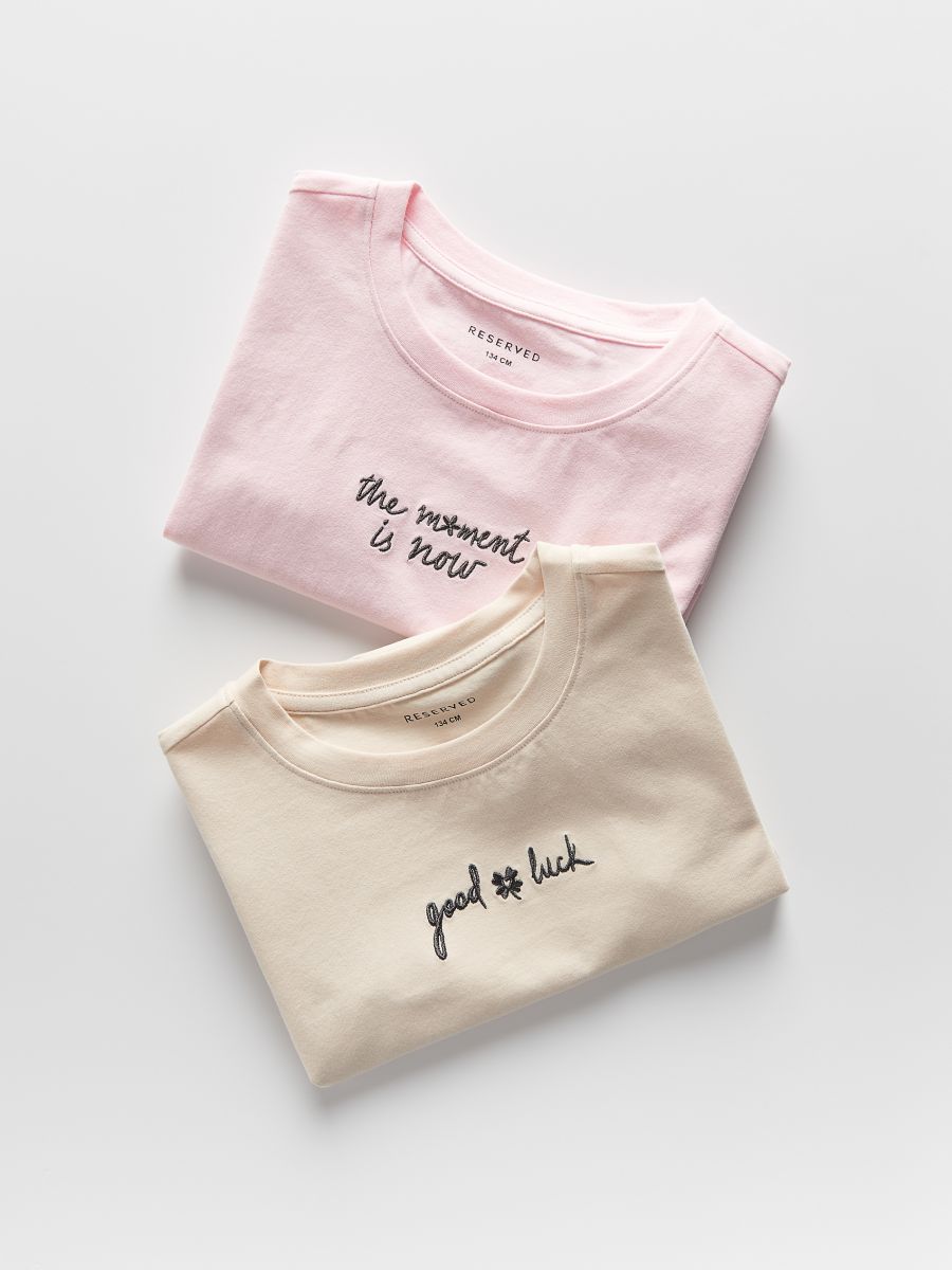 T-Shirts aus Baumwolle mit Stickerei, 2er-Pack - bunt - RESERVED