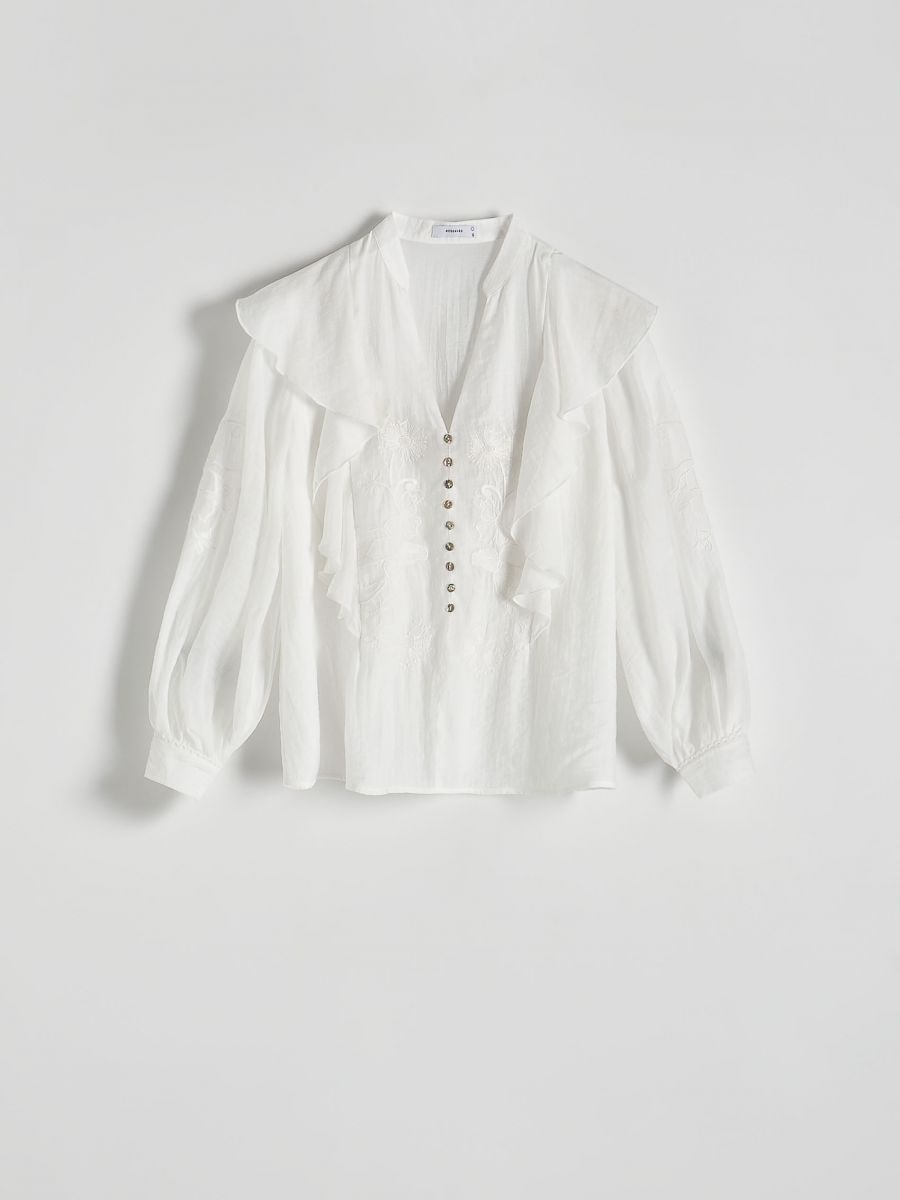 Blouse with decorative embroidery - crème - RESERVED