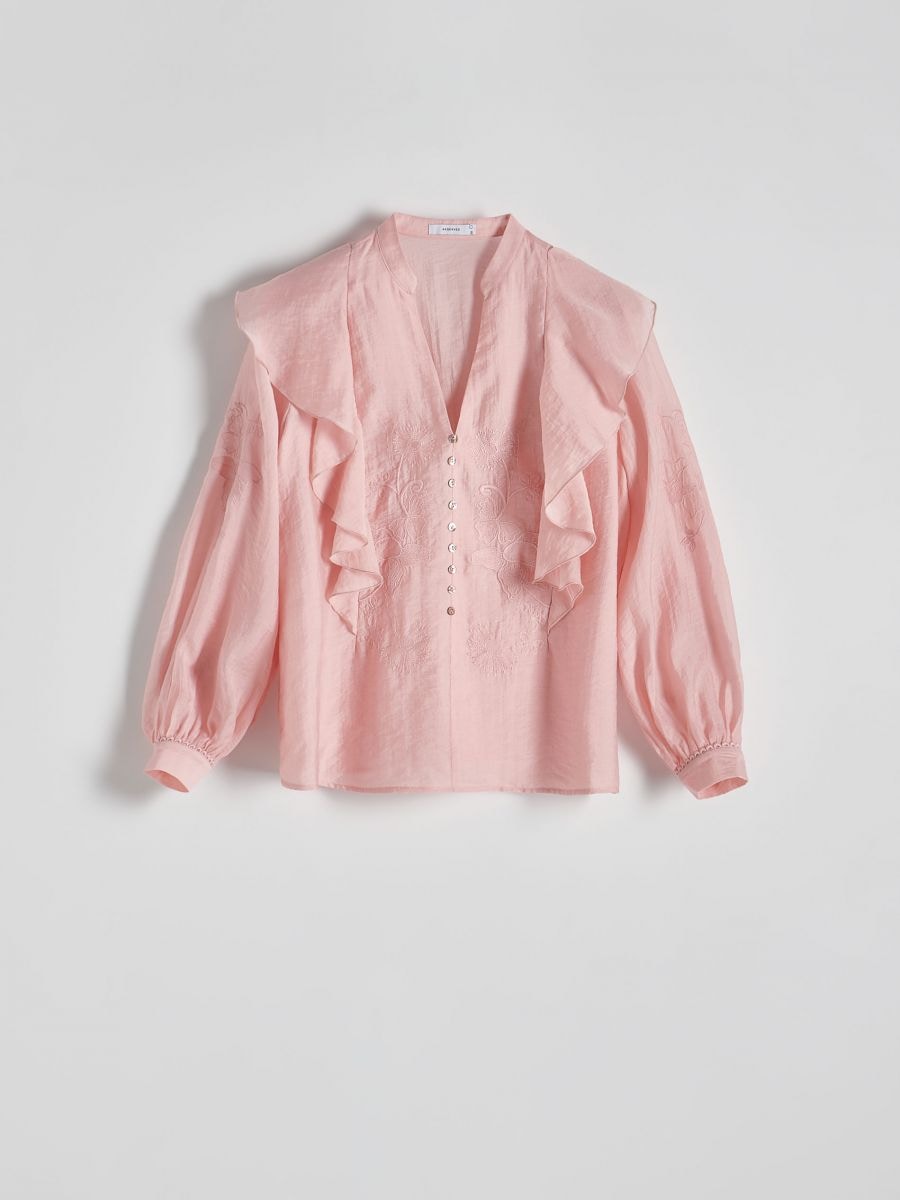 Bluse mit Dekorativer Stickerei - rosa - RESERVED