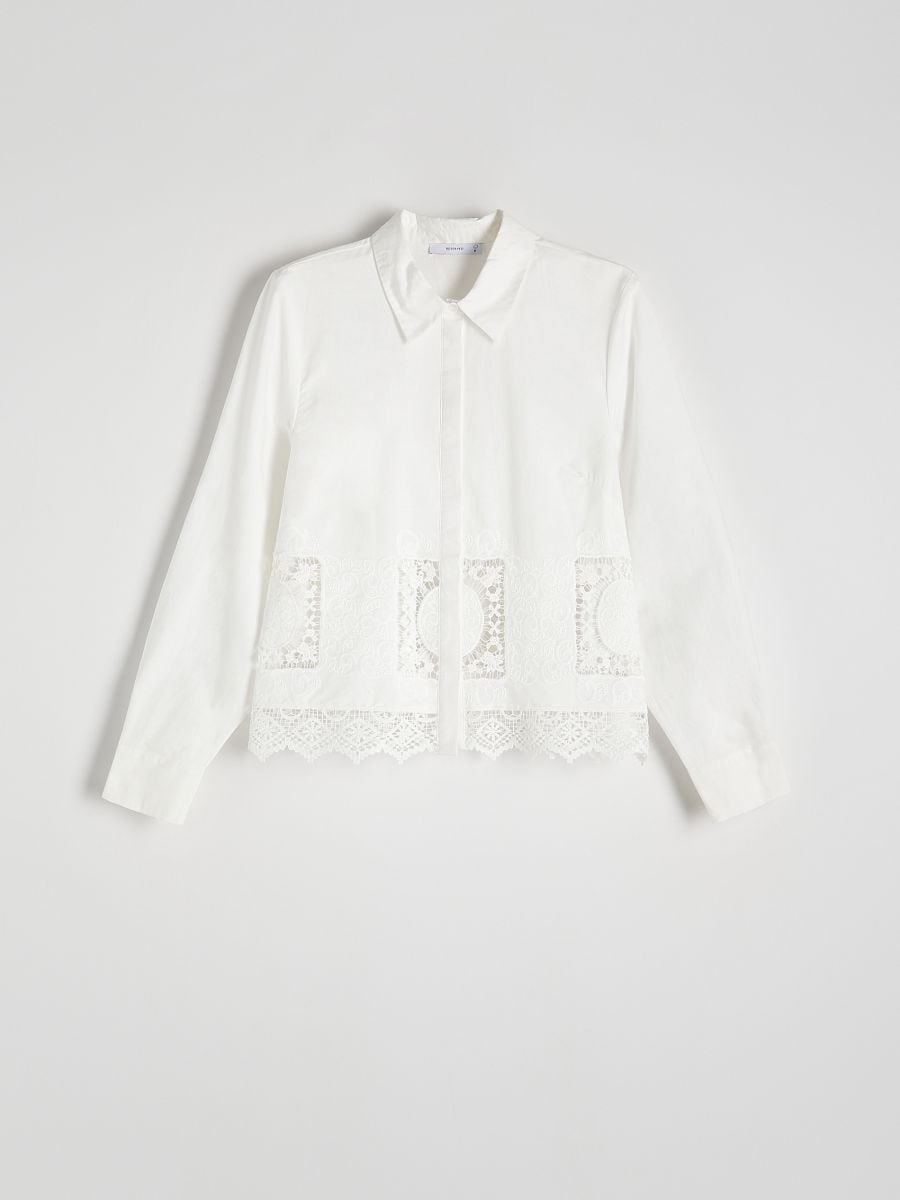 Camicia in cotone con ricamo - panna - RESERVED - 4