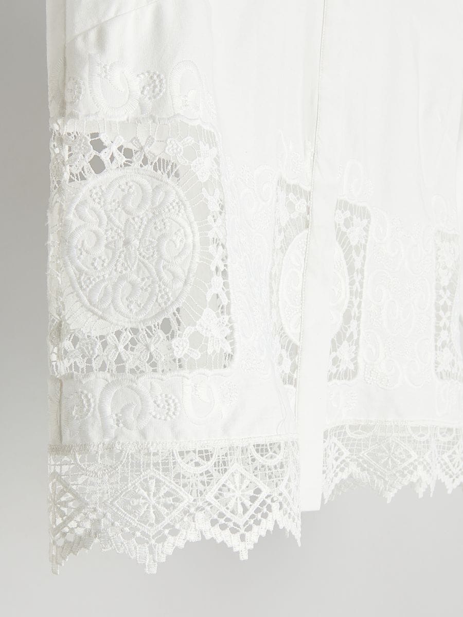 Camicia in cotone con ricamo - panna - RESERVED - 6