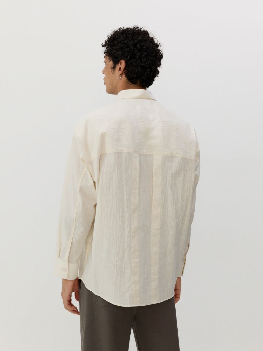 Camicia oversize in cotone egiziano - panna - RESERVED - 4