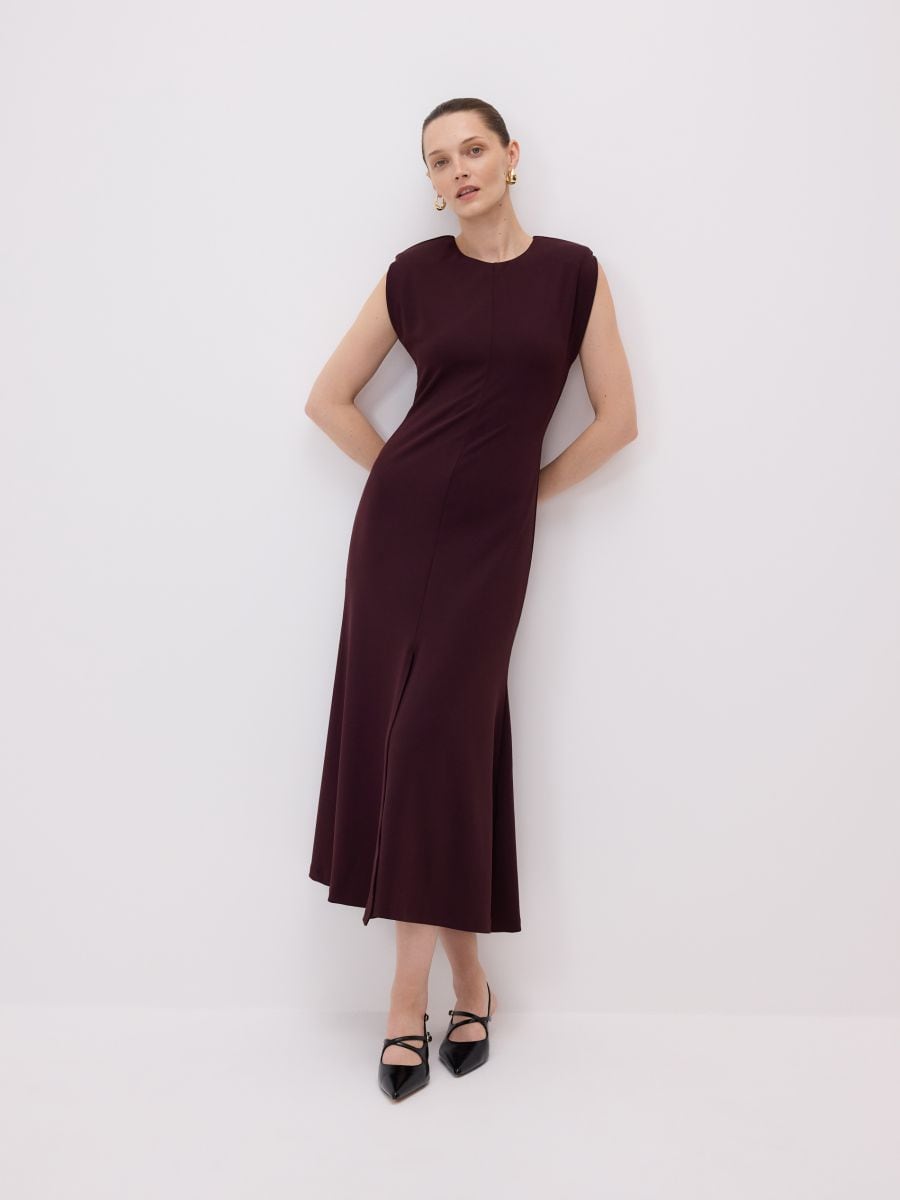 Midi dress with split - dark violet - RESERVED