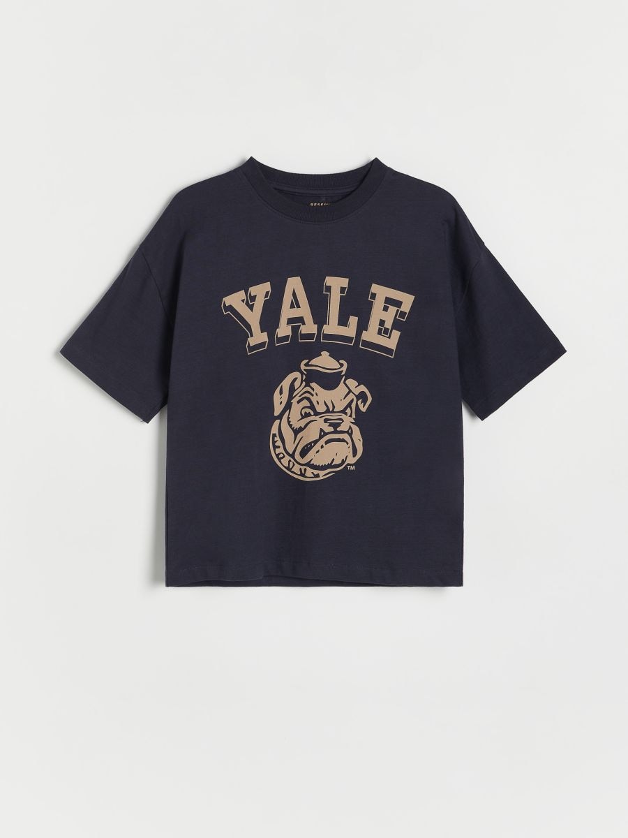 Oversized T-shirt Yale - steel blue - RESERVED