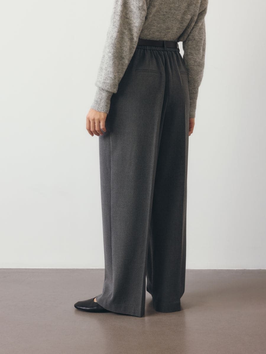 Loose trousers with pleats - dark grey - RESERVED - 4