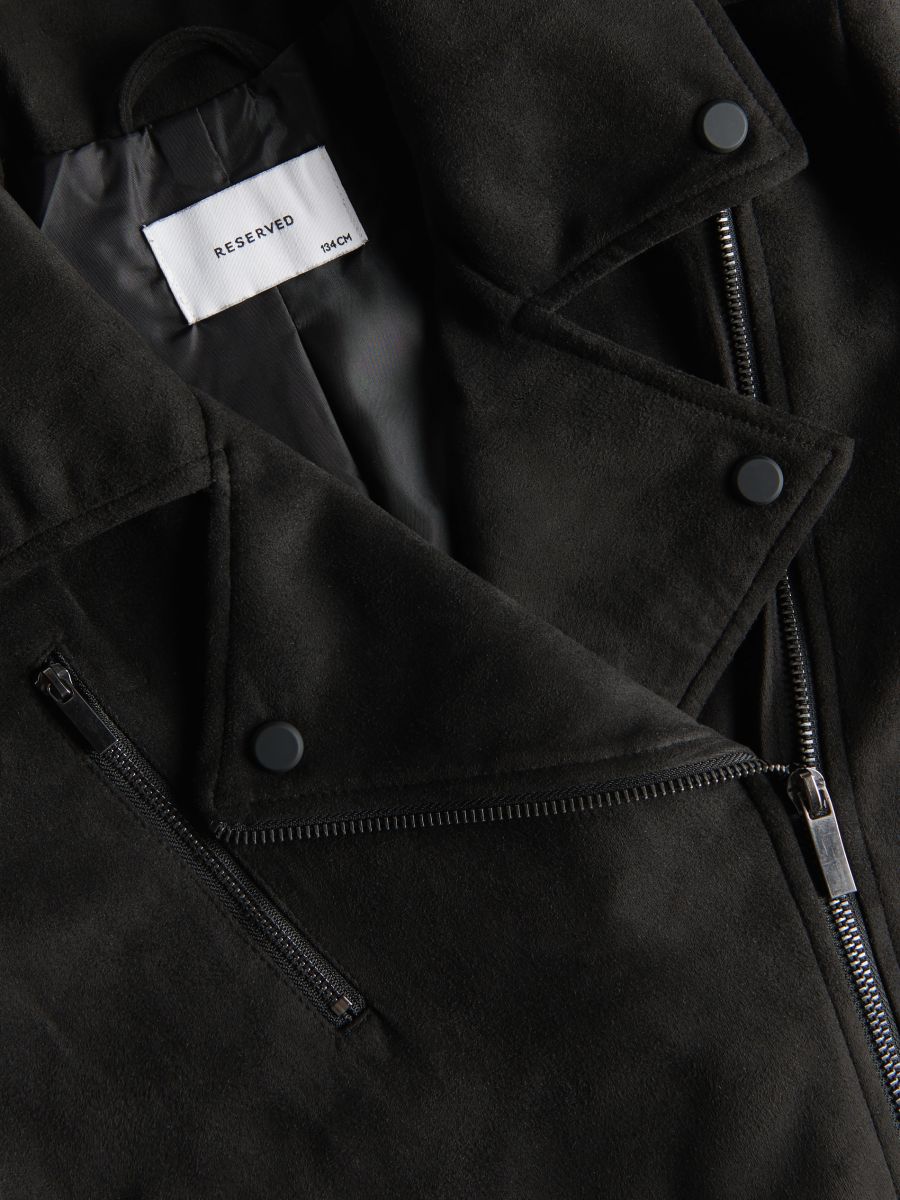 Veste motarde en daim synthétique - Noir - RESERVED - 5