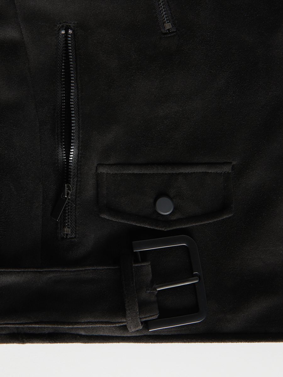 Veste motarde en daim synthétique - Noir - RESERVED - 6