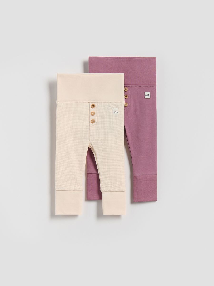 Leggings med hög andel bomull i 2-pack - malva - RESERVED