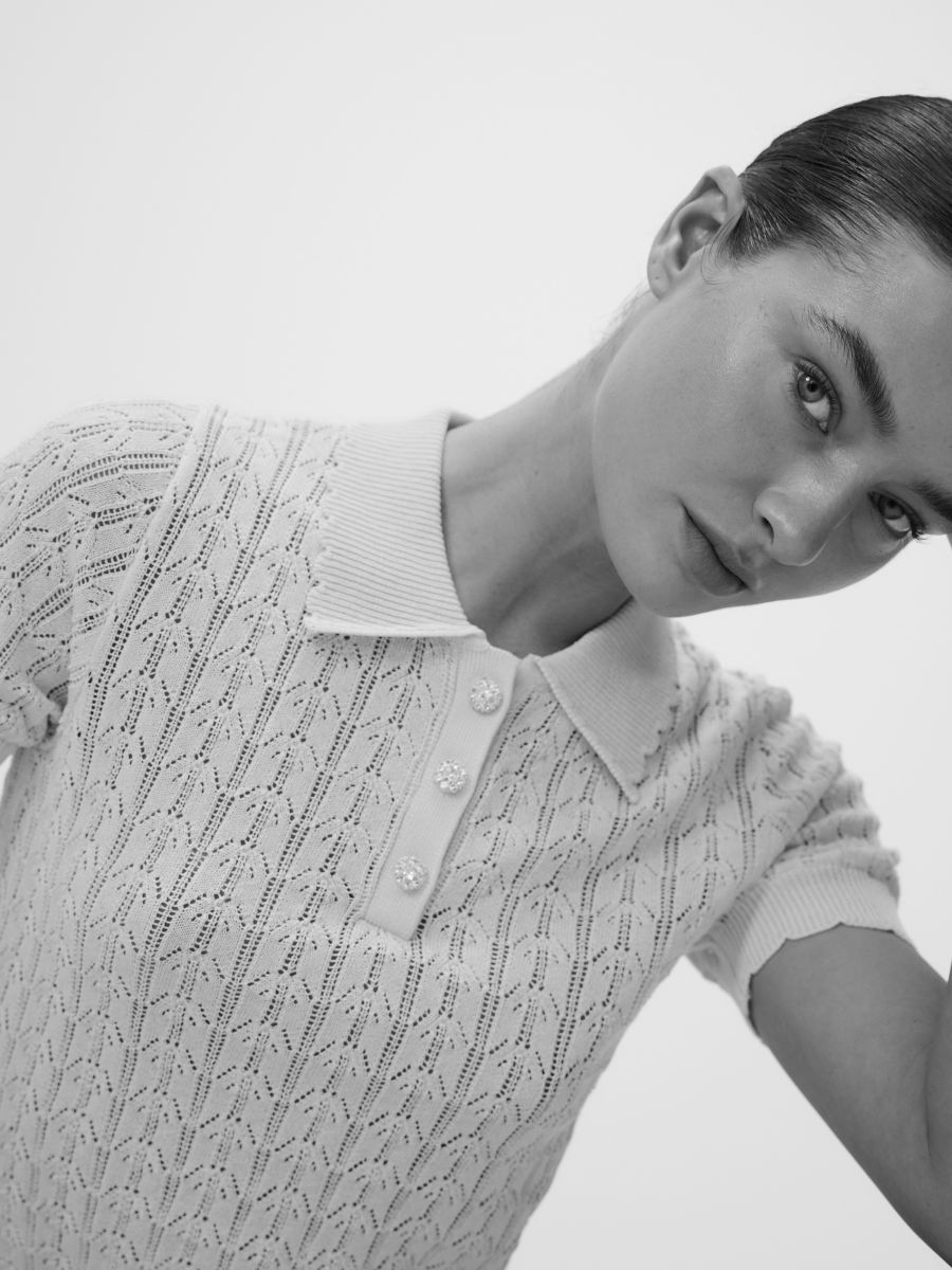 Openwork jumper with short sleeves - light yellow - RESERVED - 6