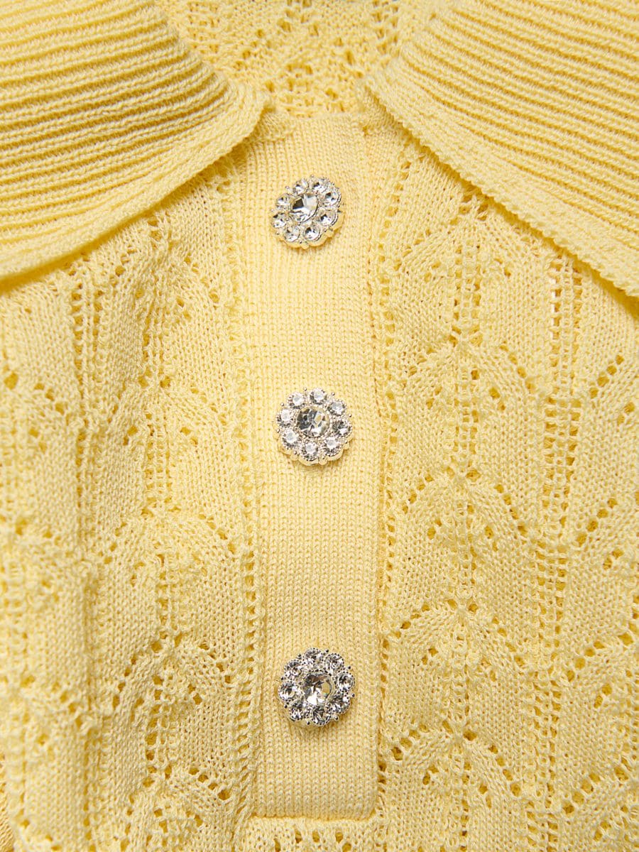 Openwork jumper with short sleeves - light yellow - RESERVED - 5