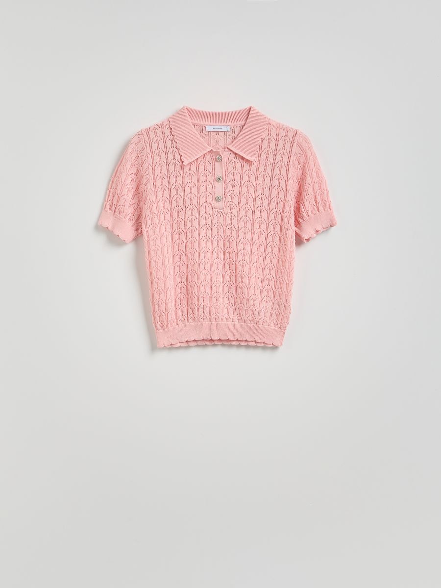 Openwork jumper with short sleeves - rose - RESERVED - 5