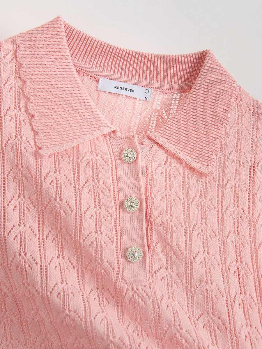 Openwork jumper with short sleeves - rose - RESERVED - 6