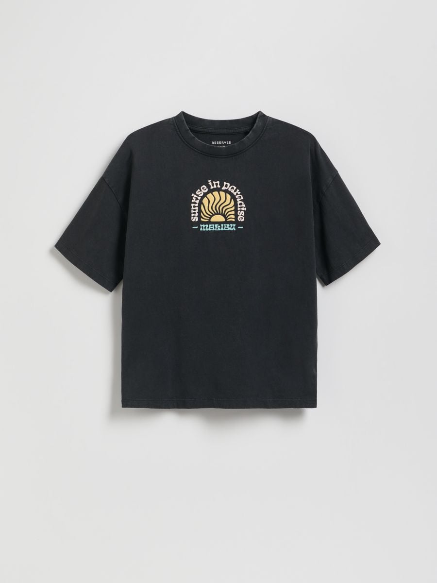 Oversize тениска с високо съдържание на памук - черeн - RESERVED